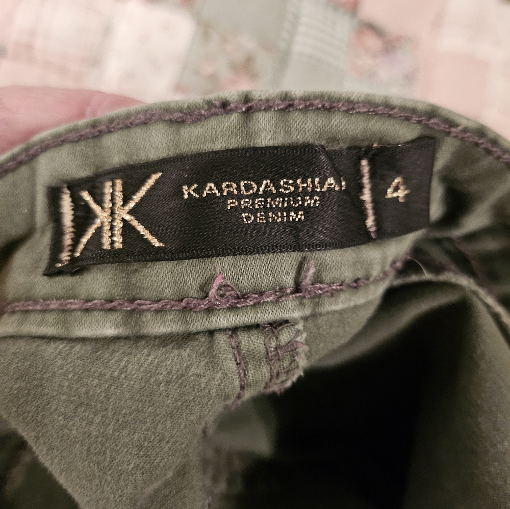 Kardashian Kollection Women's Moto Light Army Green Tappered Ankle Jeans - Picture 10 of 11